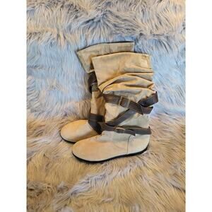 Dayton Tan Suede Boots with Brown Belts